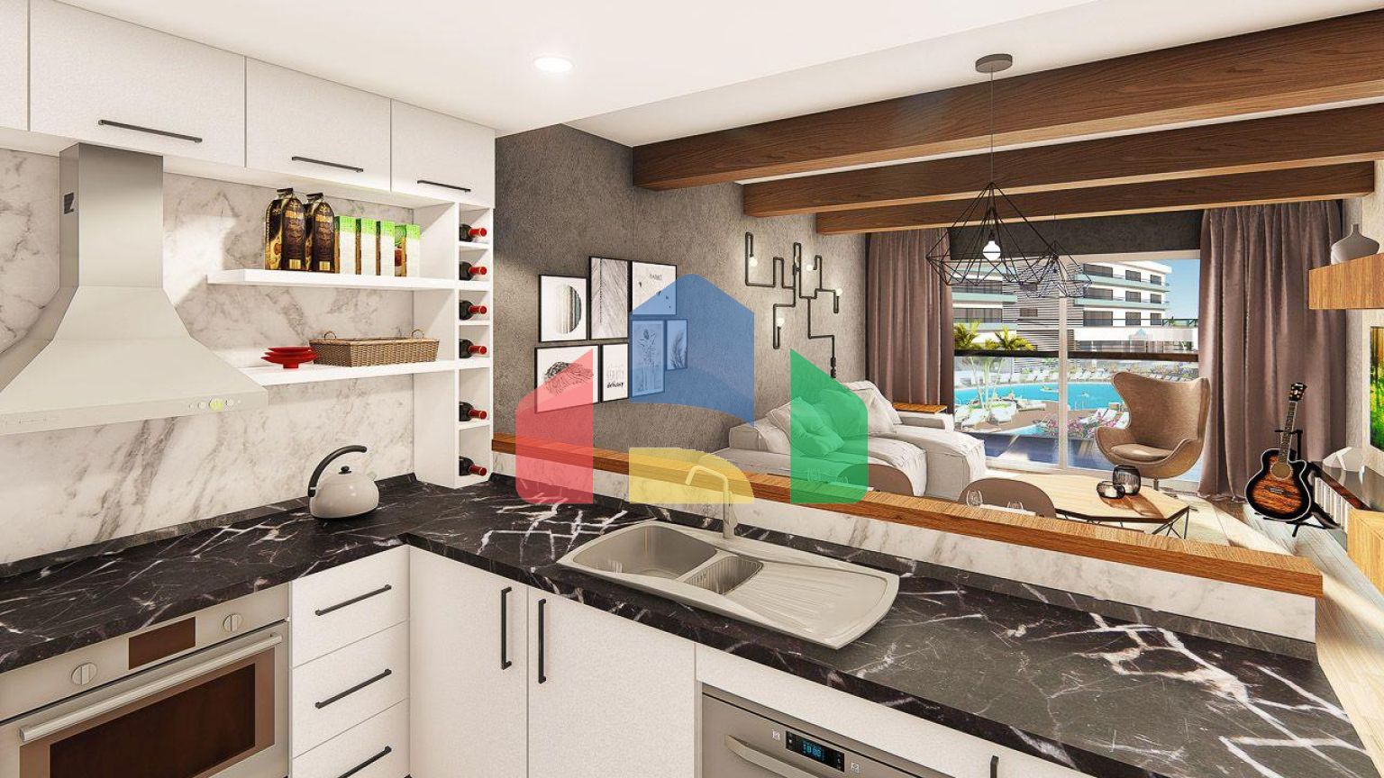 2-комнатные апартаменты 78м2 в 700 метрах от пляжа 