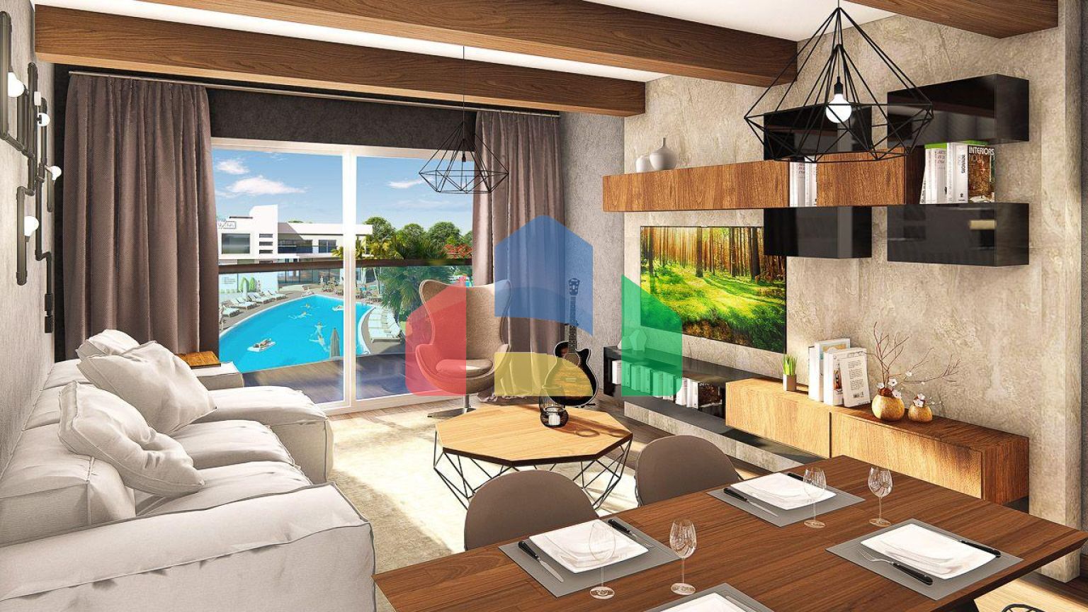 2-комнатные апартаменты 78м2 в 700 метрах от пляжа 