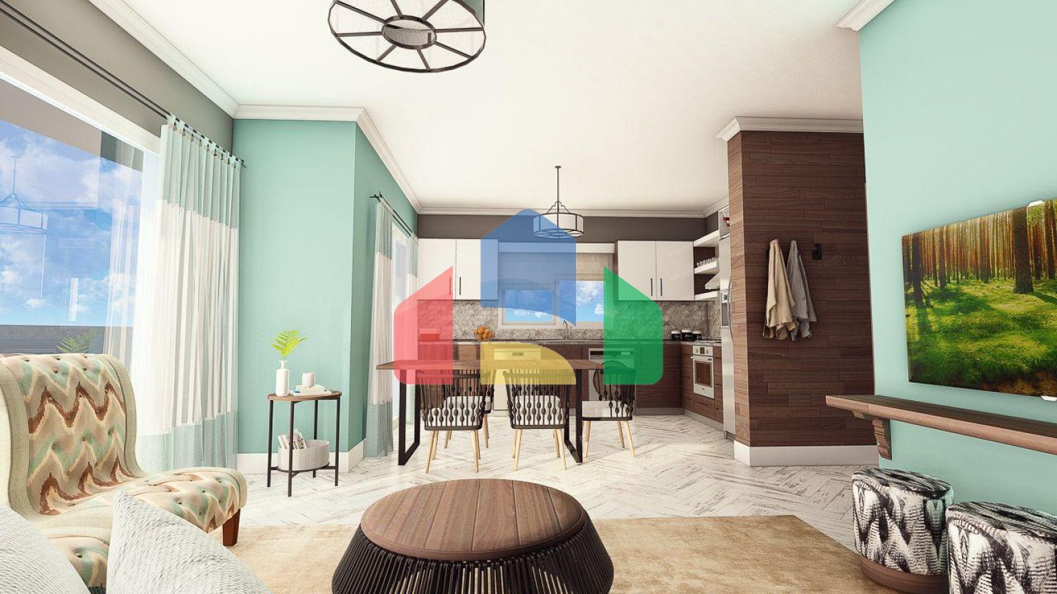 2-комнатные апартаменты 78м2 в 700 метрах от пляжа 