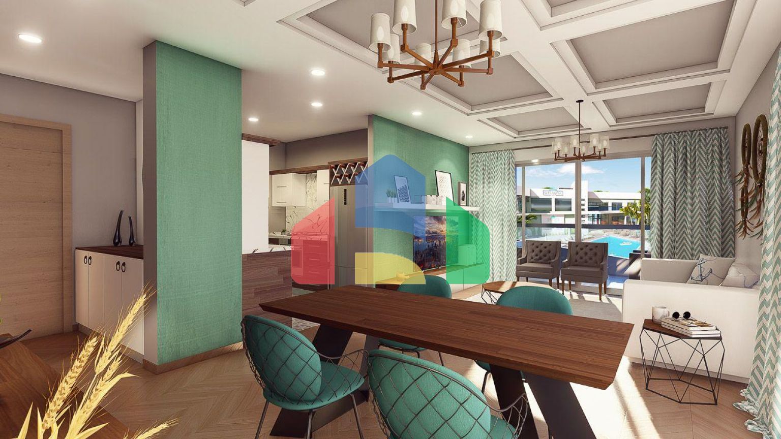 3-комнатные апартаменты 114м2 в 700 метрах от пляжа 