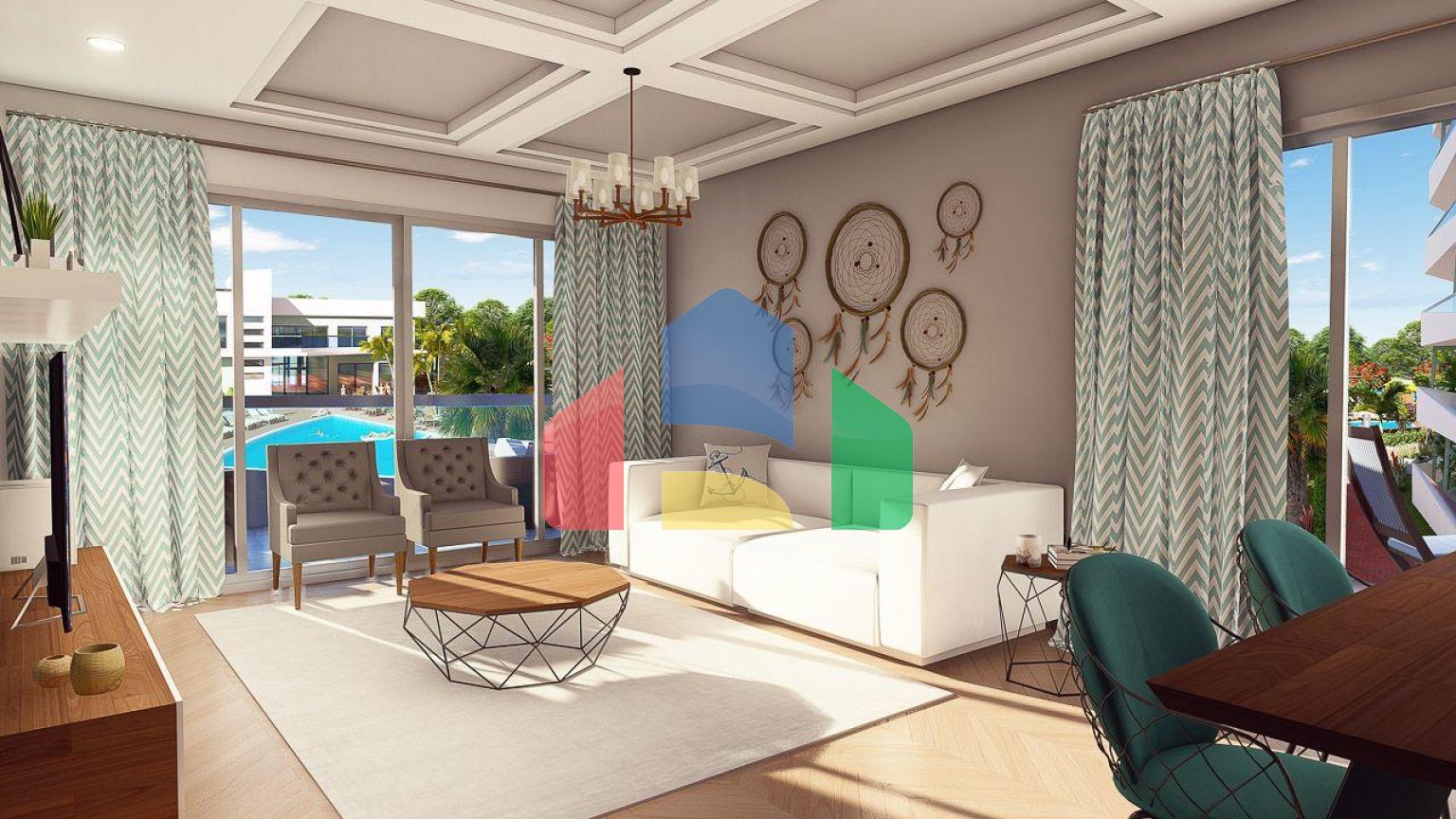 3-комнатные апартаменты 114м2 в 700 метрах от пляжа 