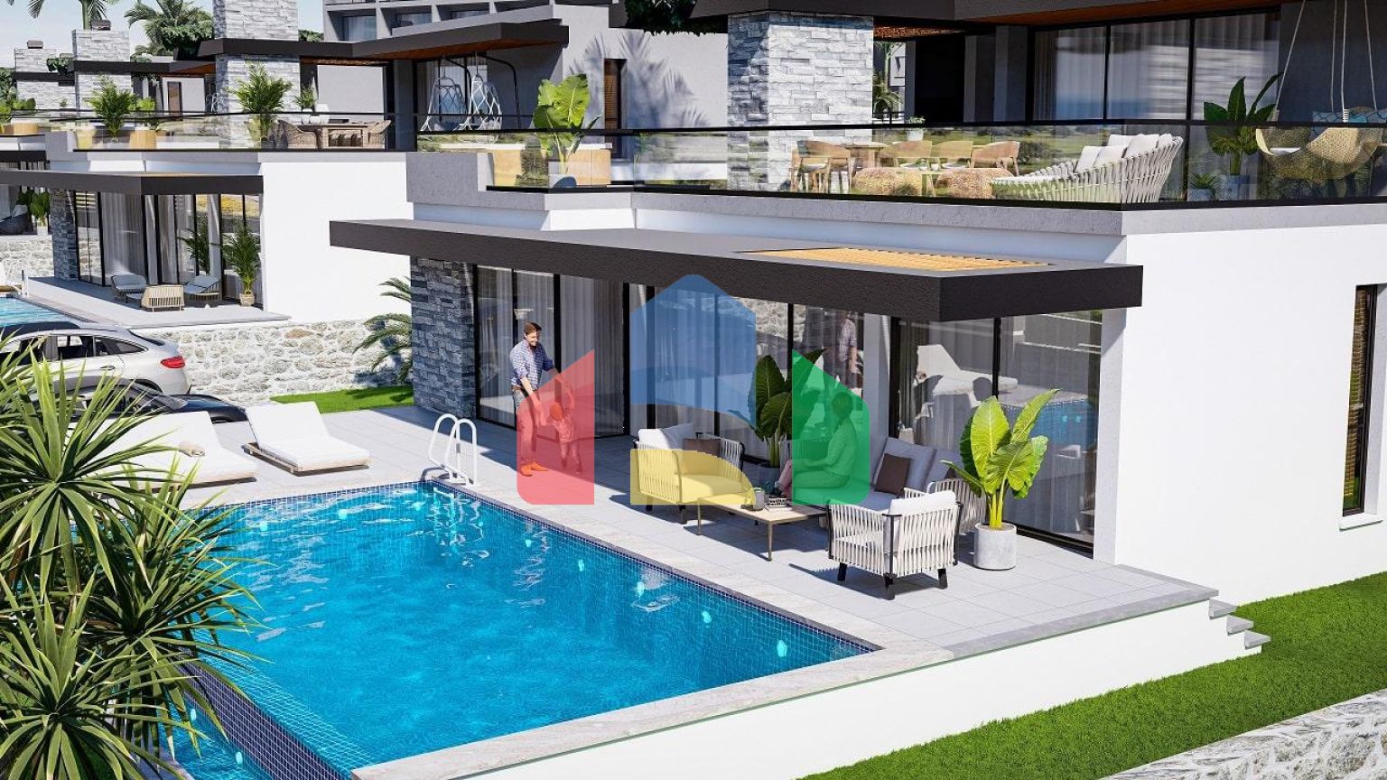 4-комнатные бунгало 347 м2 + 615 м2 участка земли в 10 минутах от пляжа