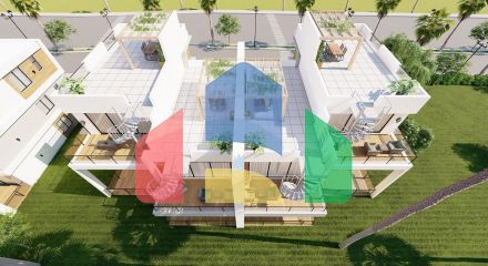 5-room townhouse of 277 m2 + 560 m2 of land in a complex with a private beach