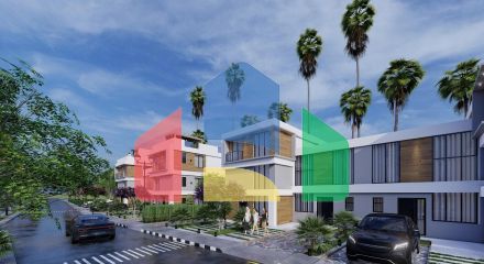5-room townhouse of 277 m2 + 560 m2 of land in a complex with a private beach