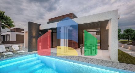 Роскошное современное бунгало 3+1 (150 м2) с большим бассейном