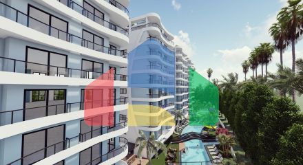 4 комнатная квартира (104 м2)  в современном комплексе рядом с Лонг -Бич