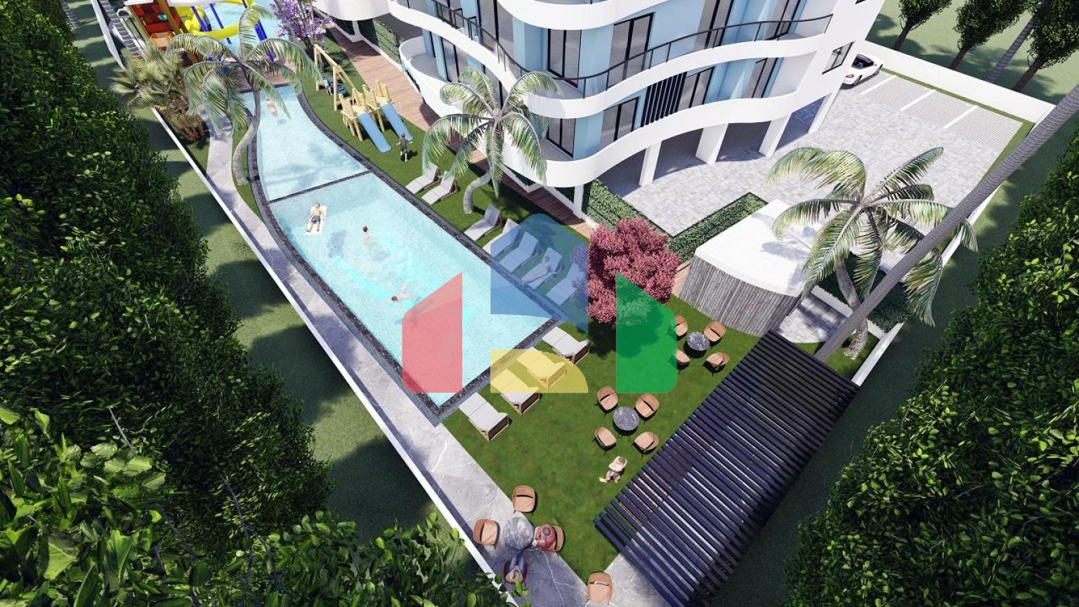 4 комнатная квартира (104 м2)  в современном комплексе рядом с Лонг -Бич