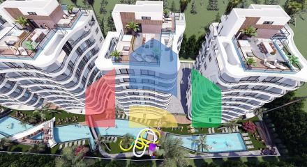 4 комнатная квартира (104 м2)  в современном комплексе рядом с Лонг -Бич