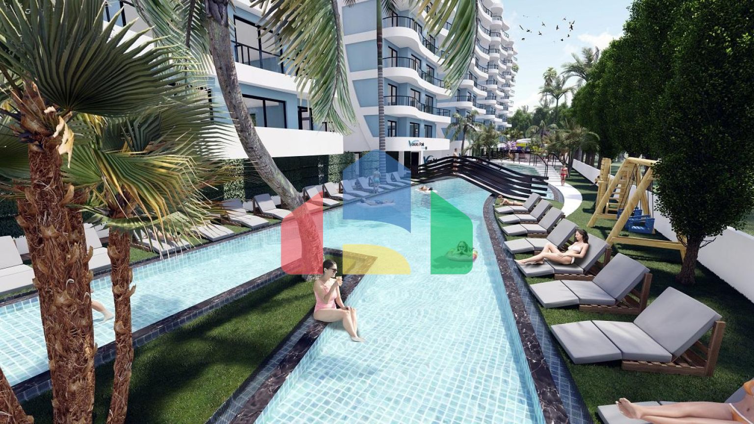 4 комнатная квартира (104 м2)  в современном комплексе рядом с Лонг -Бич