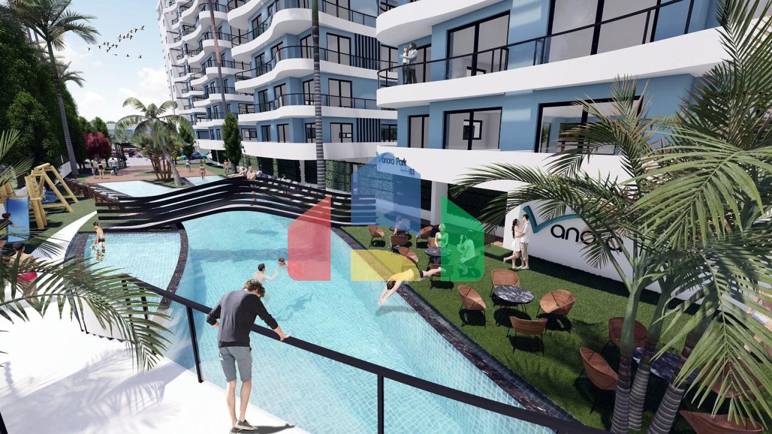 4 комнатная квартира (104 м2)  в современном комплексе рядом с Лонг -Бич