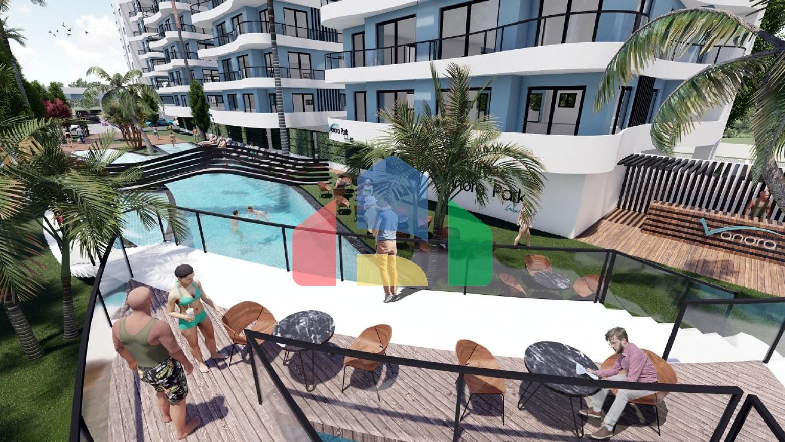 4 комнатная квартира (104 м2)  в современном комплексе рядом с Лонг -Бич