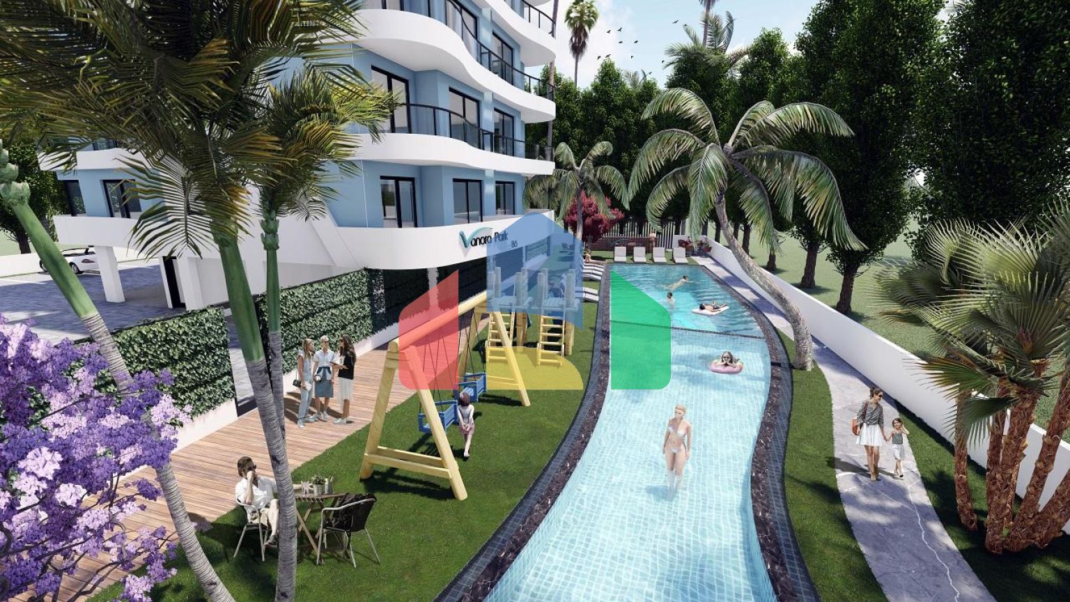 4 комнатная квартира (104 м2)  в современном комплексе рядом с Лонг -Бич