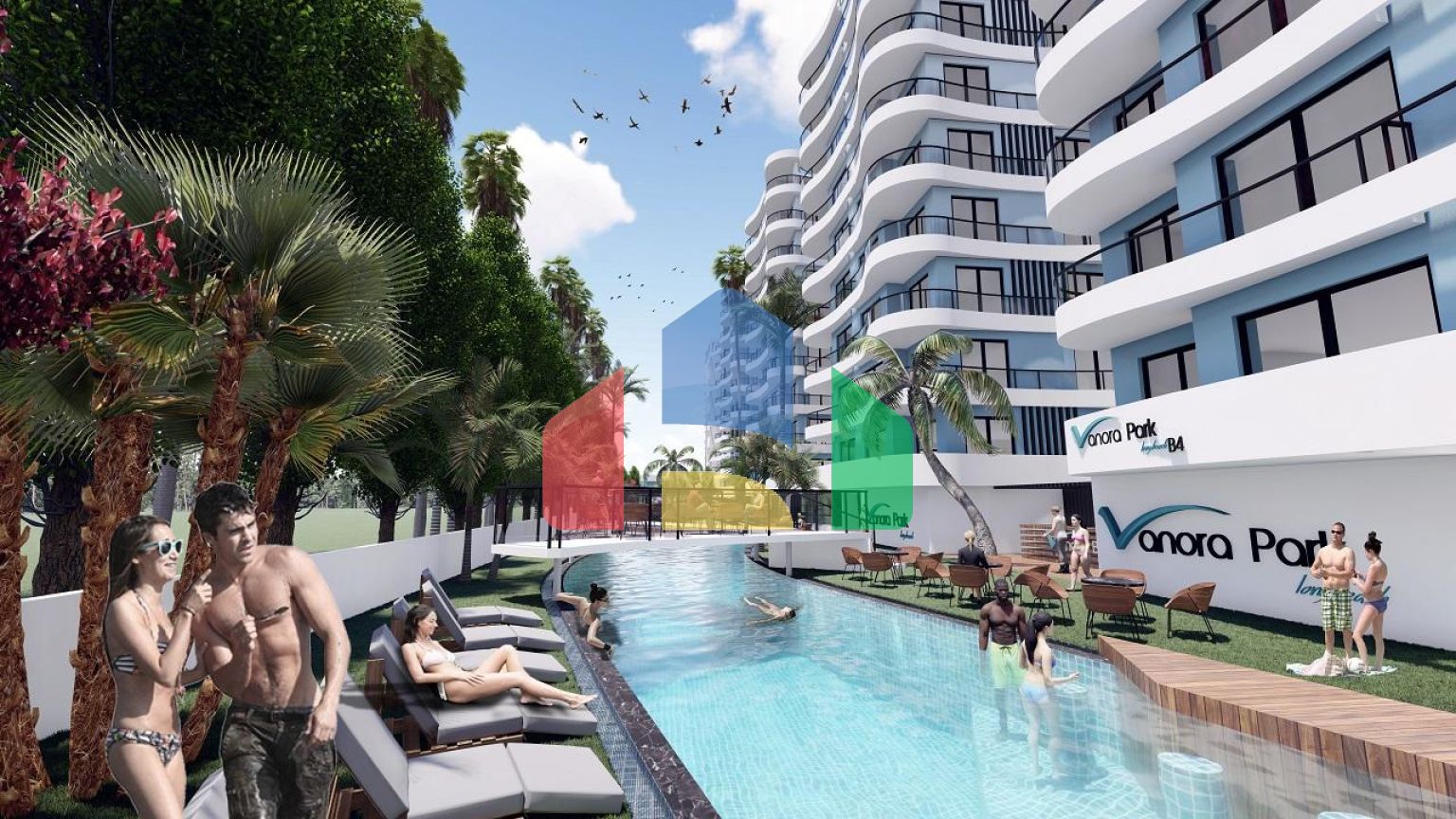 4 комнатная квартира (104 м2)  в современном комплексе рядом с Лонг -Бич