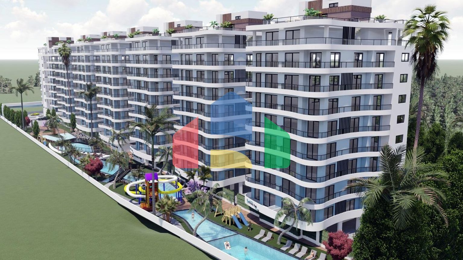 4 комнатная квартира (104 м2)  в современном комплексе рядом с Лонг -Бич