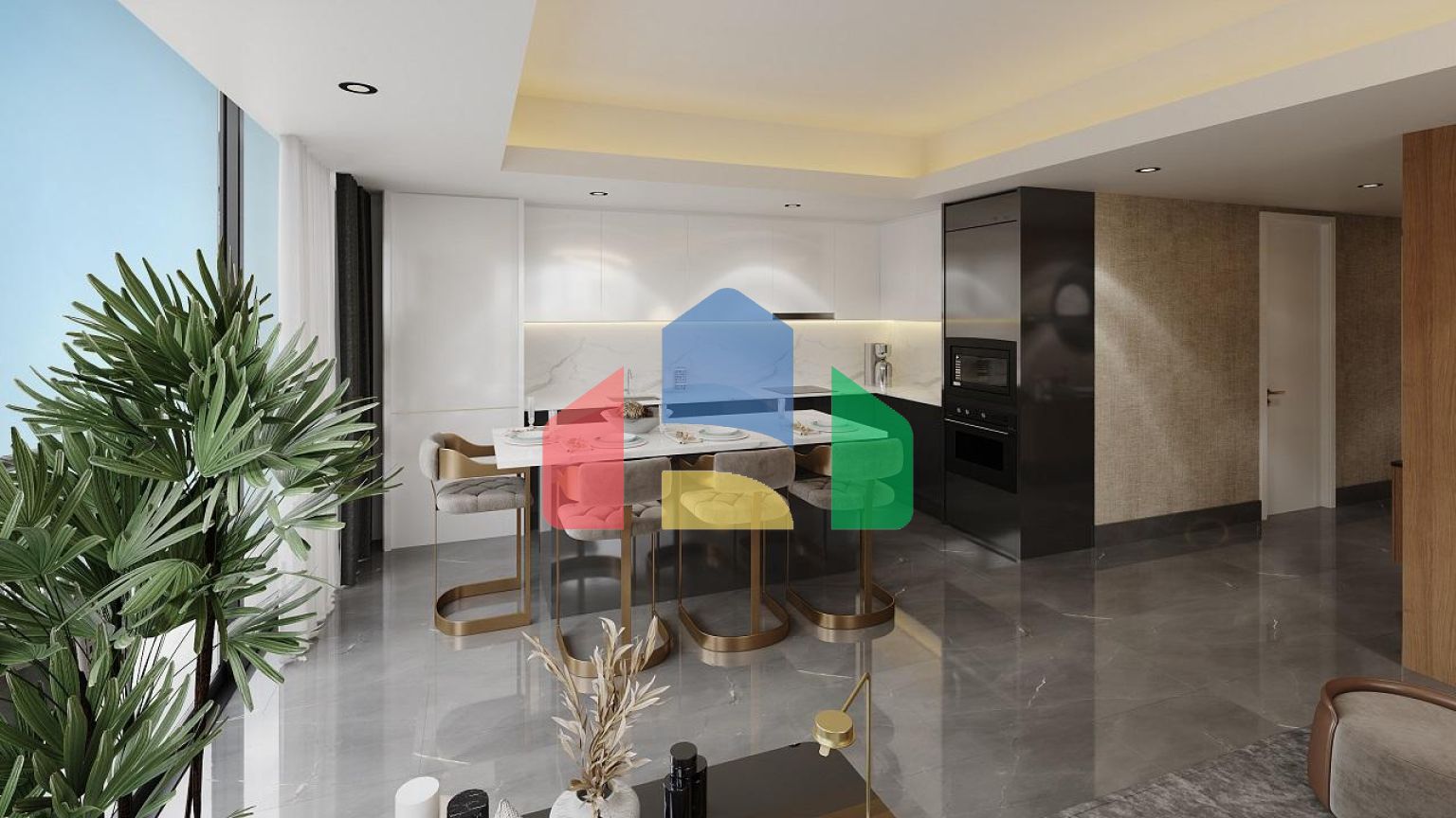 Четырехкомнатная квартира (159 м2 ) в роскошном комплексе рядом с песчаным пляжем