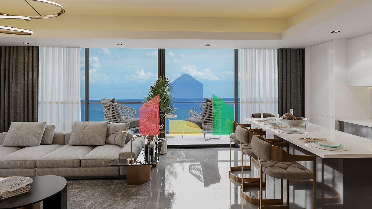 Четырехкомнатная квартира (159 м2 ) в роскошном комплексе рядом с песчаным пляжем