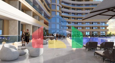 2-room apartment 72m2 in a luxury complex 5 minutes from the beach