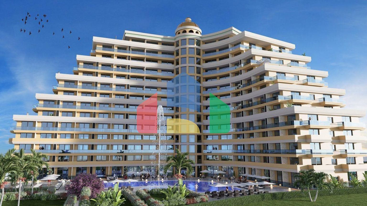 2 - комнатная квартира 72м2 в роскошном комплексе в 5 минутах от пляжа