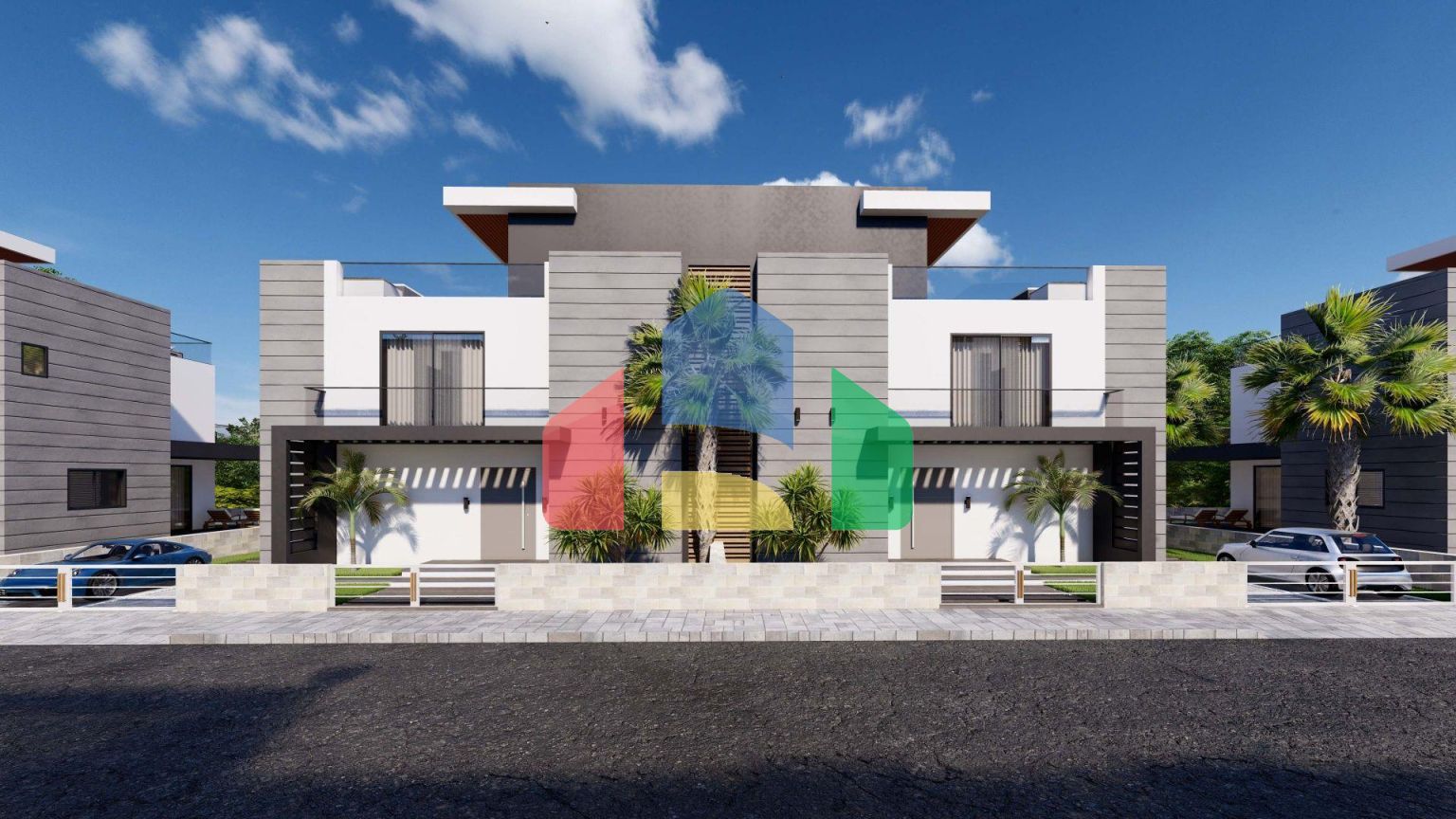 3+1 таунхаус  (181м2 с террасой на крыше 74 м2 ) в новом комплексе в Искеле