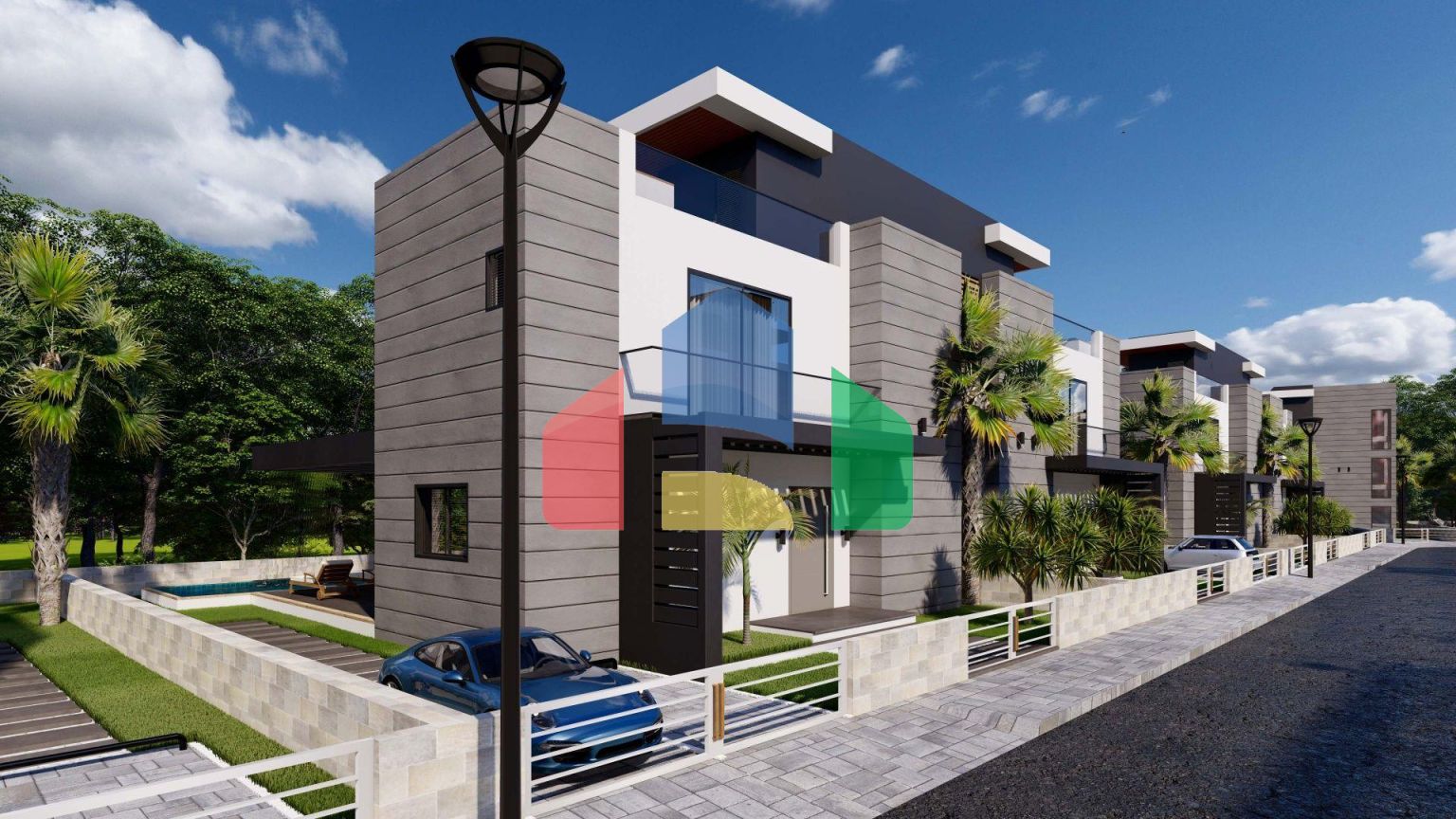 3+1 таунхаус  (181м2 с террасой на крыше 74 м2 ) в новом комплексе в Искеле