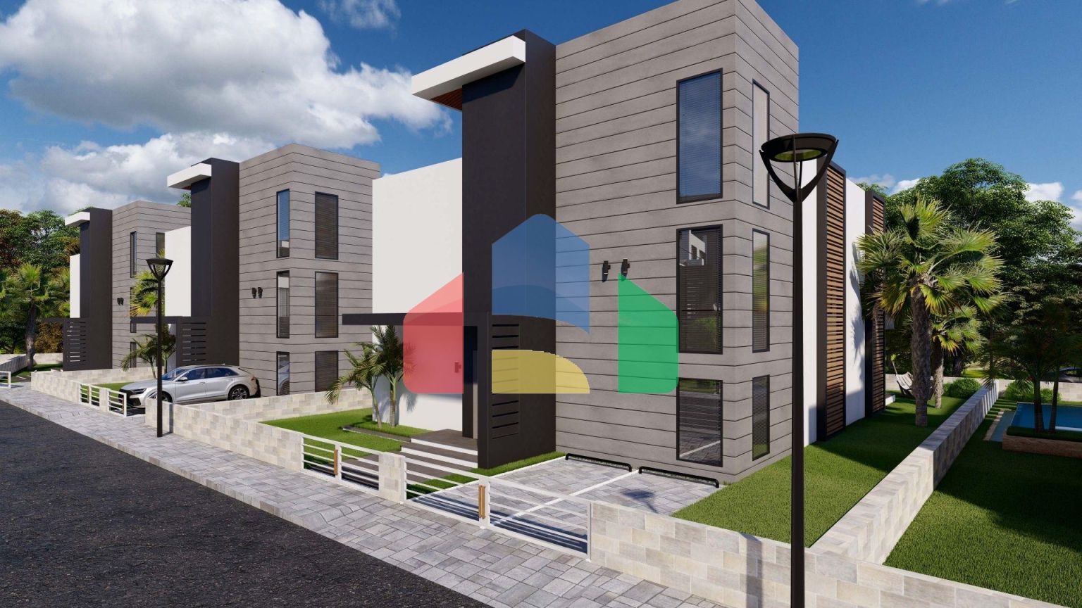 5-ти комнатная вилла  ( 250 м2 ) с большим балконом и террасой в Искеле