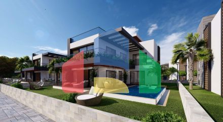 5-ти комнатная вилла  ( 250 м2 ) с большим балконом и террасой в Искеле