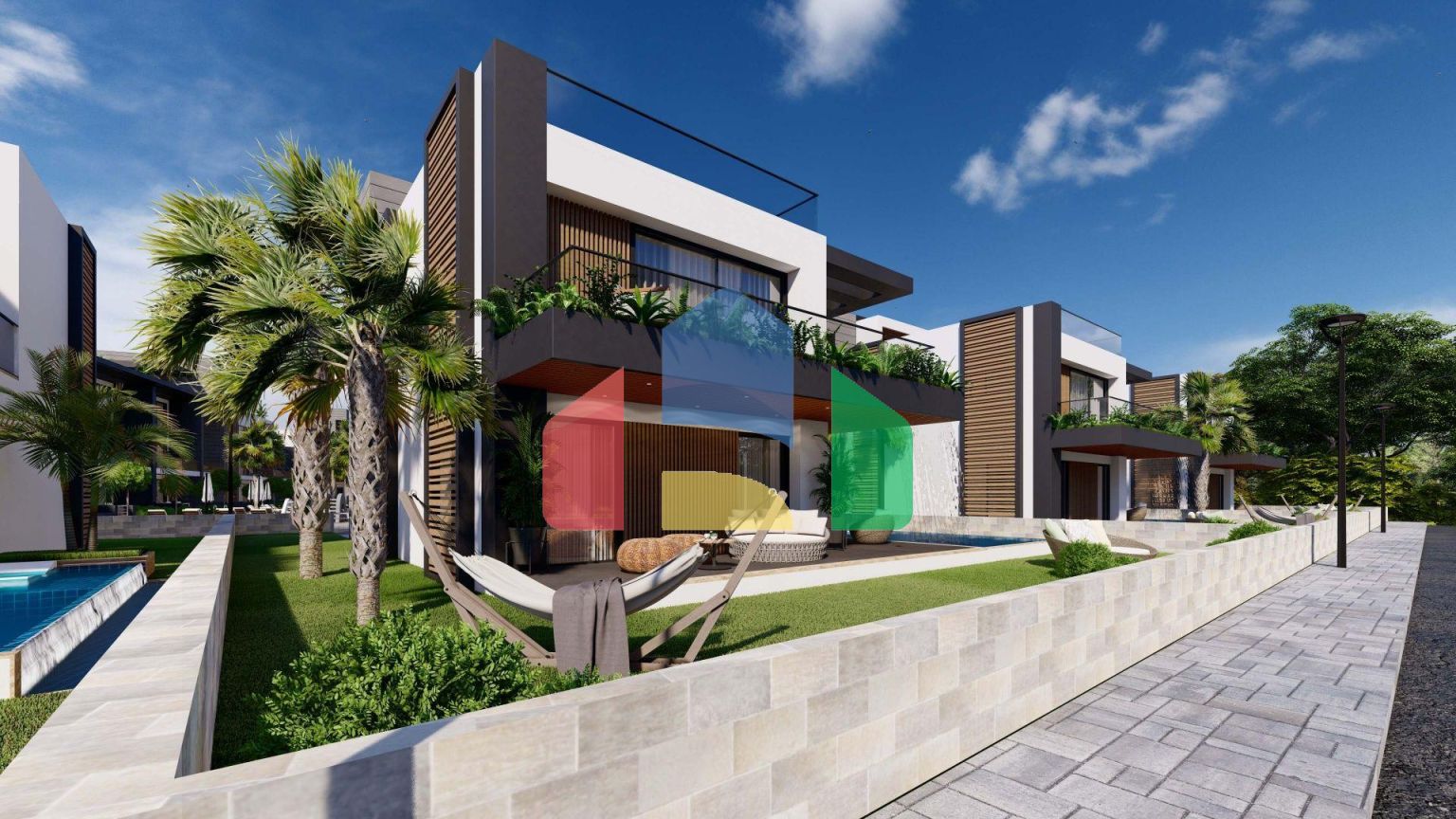 5-ти комнатная вилла  ( 250 м2 ) с большим балконом и террасой в Искеле