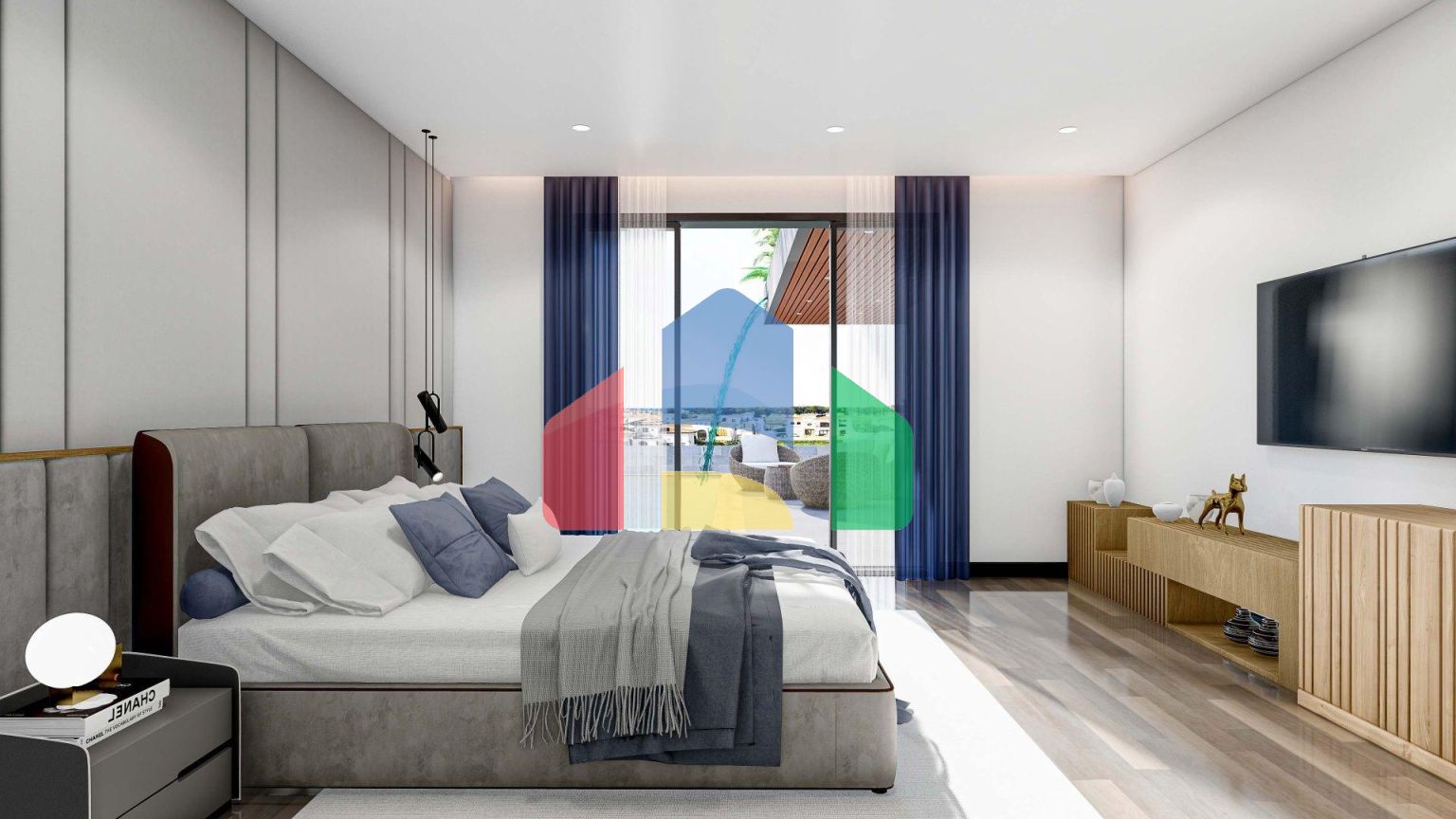 5-ти комнатная вилла  ( 250 м2 ) с большим балконом и террасой в Искеле