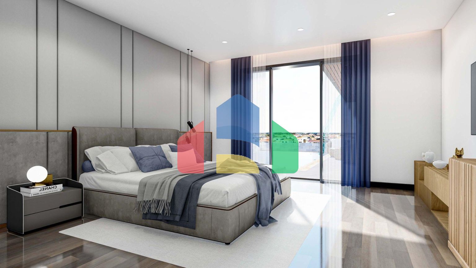 5-ти комнатная вилла  ( 250 м2 ) с большим балконом и террасой в Искеле