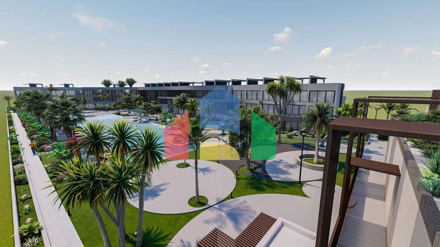 Двухкомнатная квартира (45 м2 ) с балконом в новом комплексе в Искеле