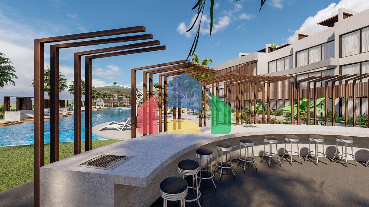 Квартира 2+1(70м2 ) с большой террасой и собственным садом в новом комплексе в Искеле