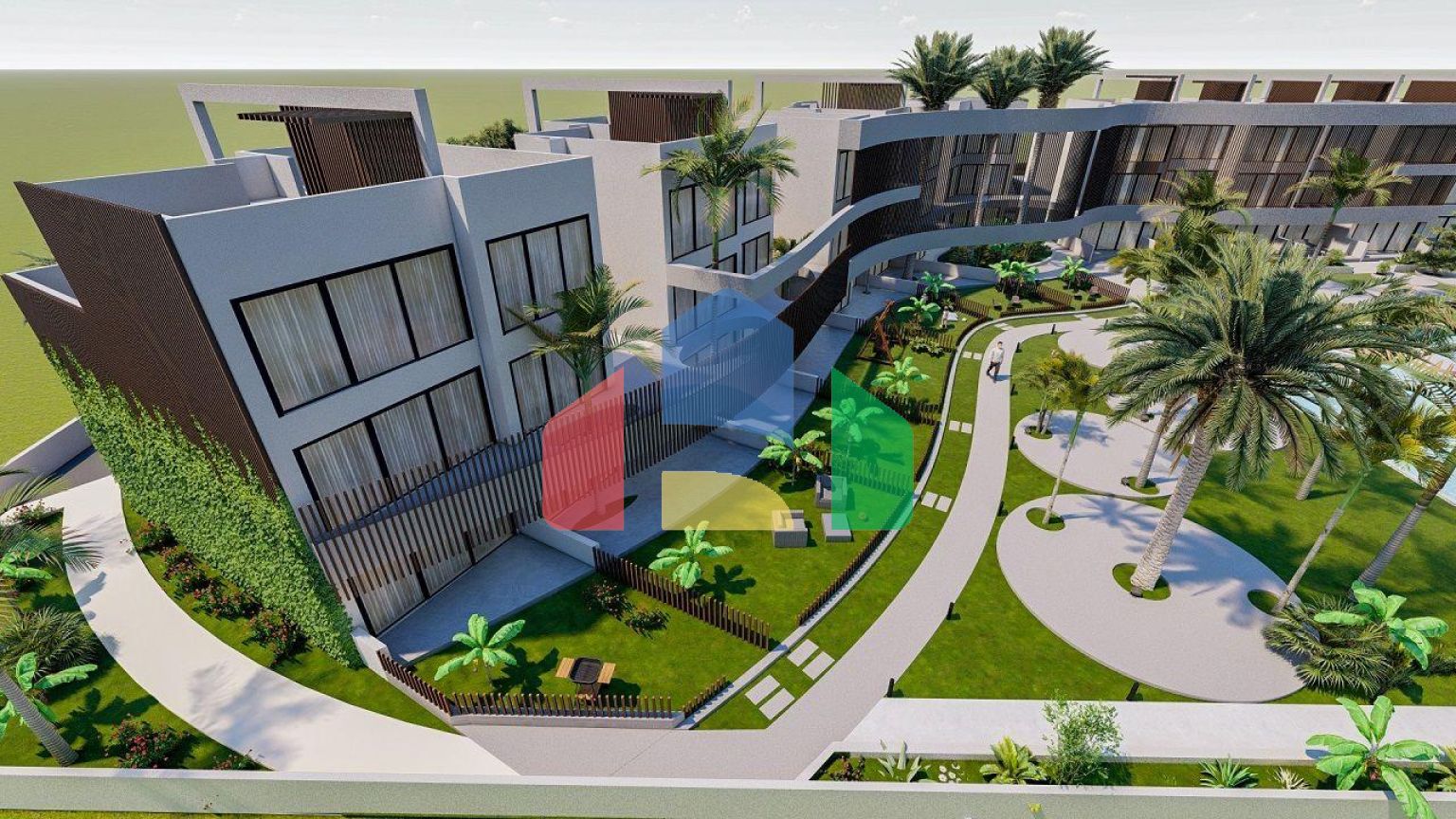 Квартира 2+1(70м2 ) с большой террасой и собственным садом в новом комплексе в Искеле