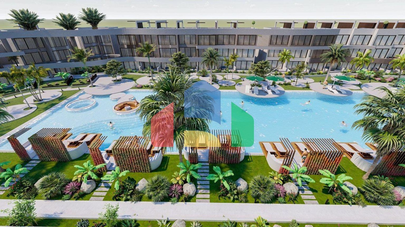 Квартира 2+1(70м2 ) с большой террасой и собственным садом в новом комплексе в Искеле