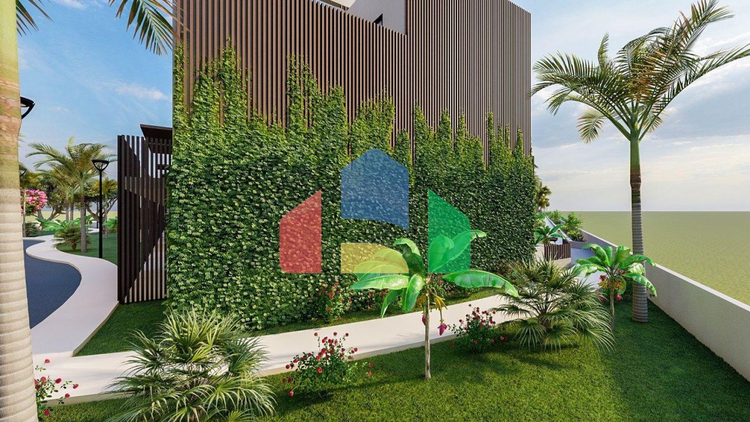 Квартира 2+1(70м2 ) с большой террасой и собственным садом в новом комплексе в Искеле