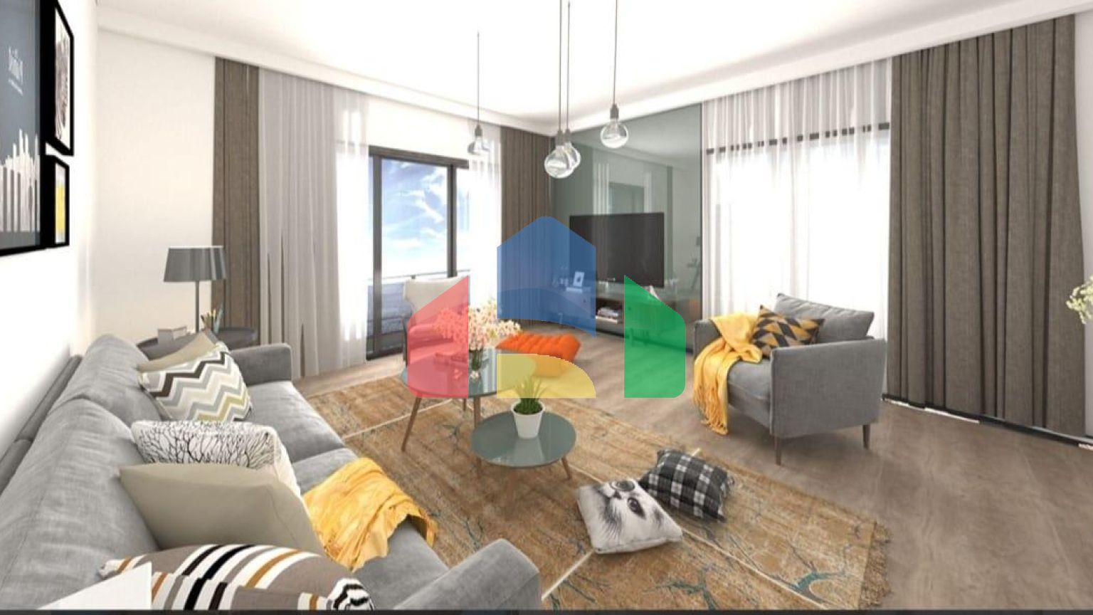 Квартира 2+1 (75 м2 ) в 800 метрах от песчаного пляжа в Йенибоазичи