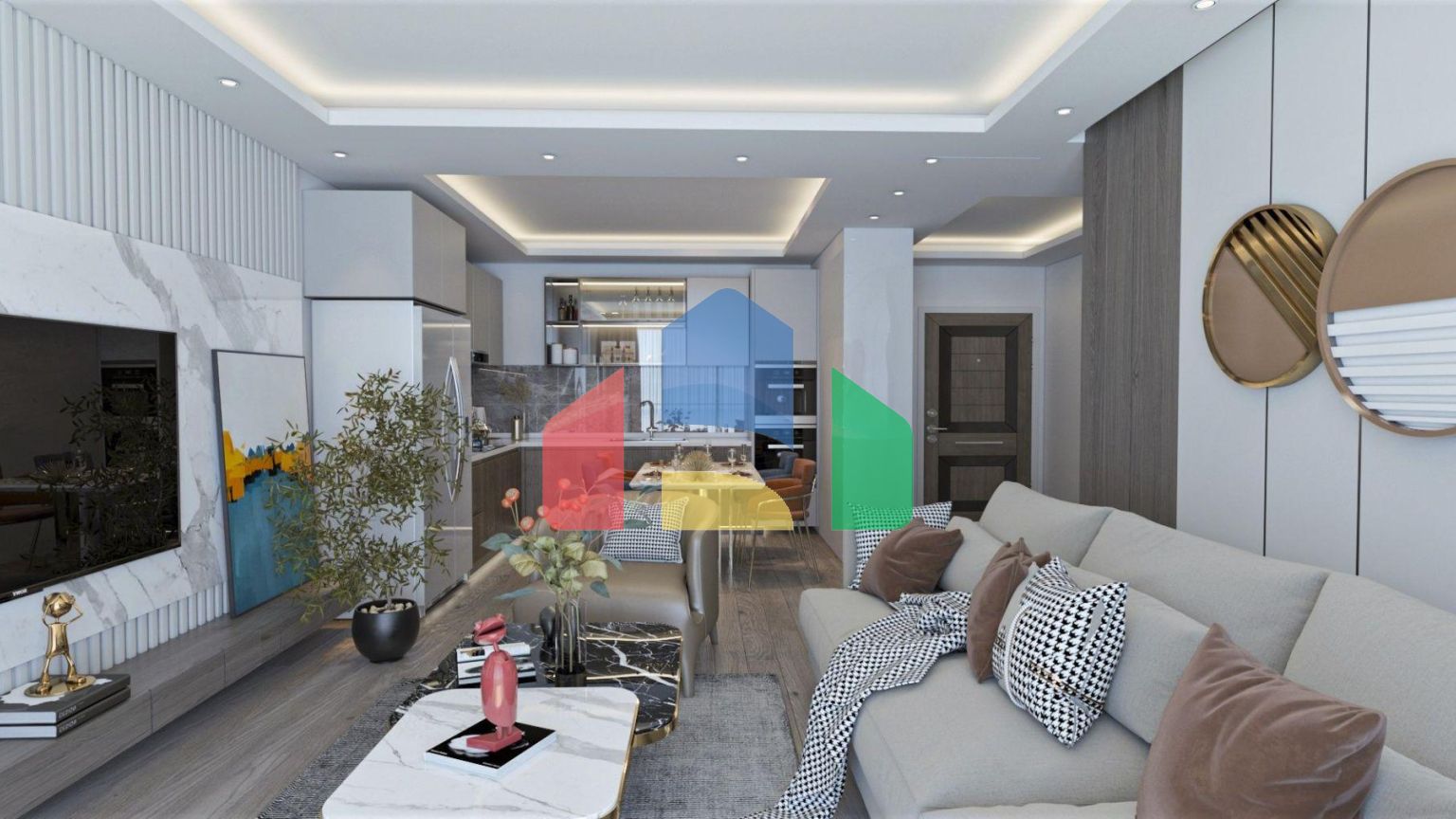 Двухкомнатная квартира 67  м2 в 850 метрах от пляжа 