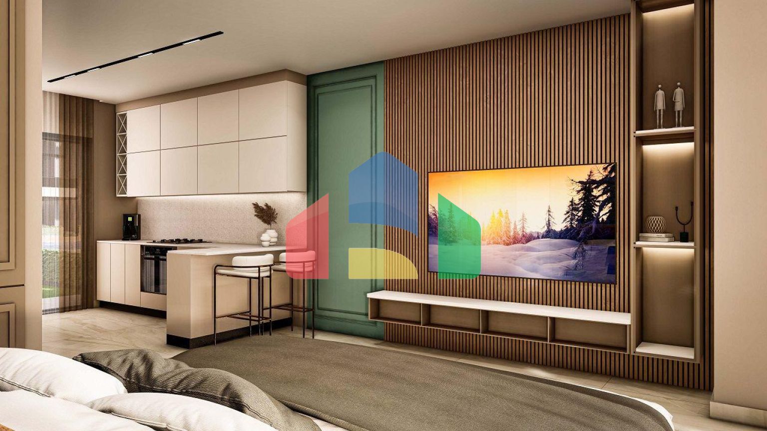 Студия 74 м2 в 150 метрах от песчаного пляжа