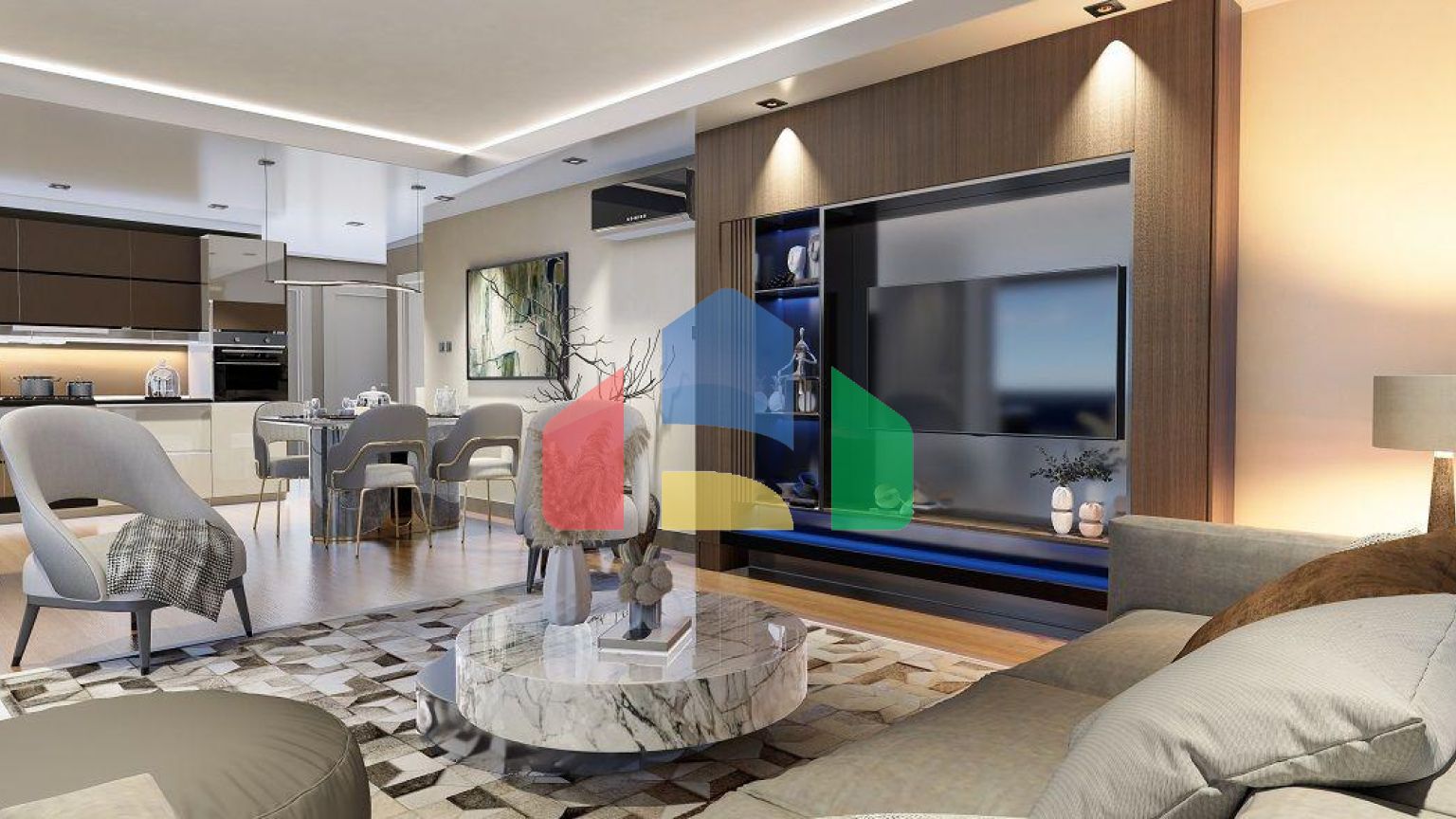 Квартира 2+1 ( 125м2) с террасой в элитном комплексе в 800 м от пляжа long beach