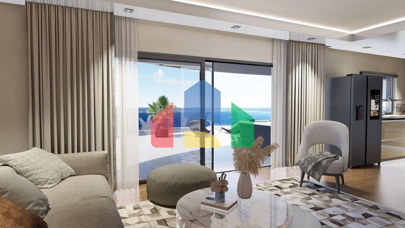 Квартира 2+1 ( 125м2) с террасой в элитном комплексе в 800 м от пляжа long beach