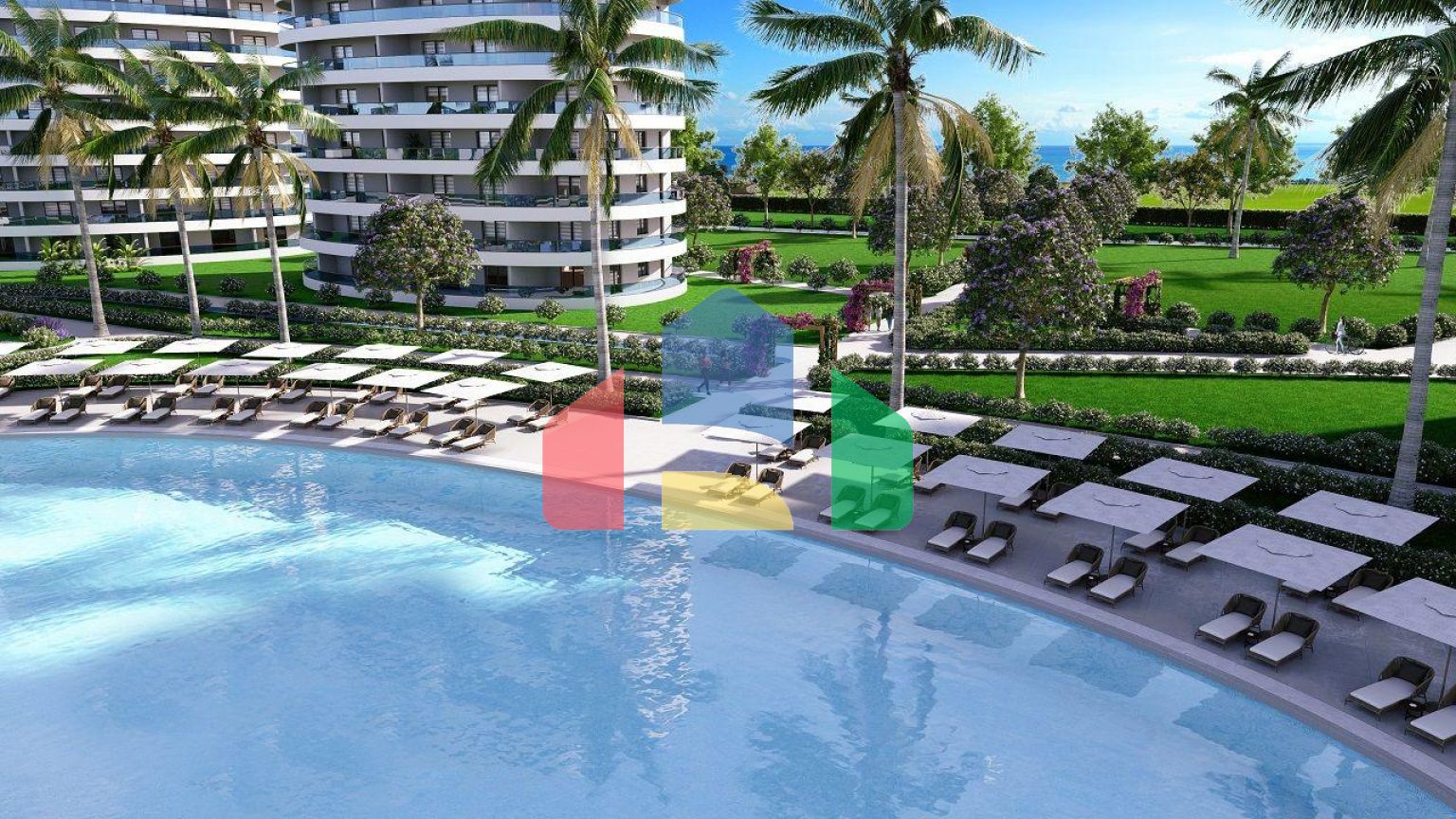 Квартира 2+1 ( 125м2) с террасой в элитном комплексе в 800 м от пляжа long beach