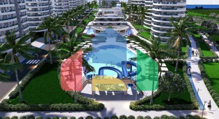 Квартира 2+1 ( 125м2) с террасой в элитном комплексе в 800 м от пляжа long beach