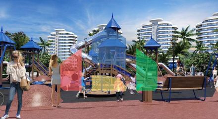 Квартира 2+1 ( 125м2) с террасой в элитном комплексе в 800 м от пляжа long beach