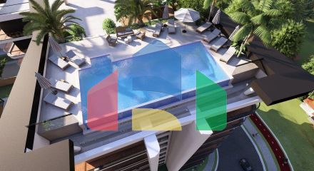 2-комнатные апартаменты 64м2 с балконом 19м2  в 450 метрах от пляжа 