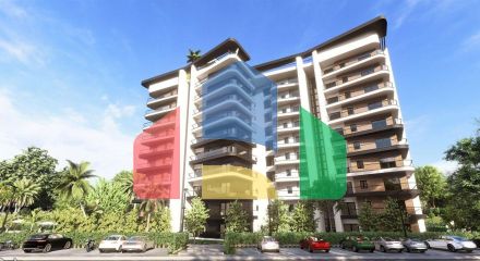 2-комнатные апартаменты 64м2 с балконом 19м2  в 450 метрах от пляжа 