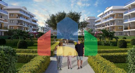 Квартира 1+1(58 м2 )в новом красивом комплексе в Гечиткале