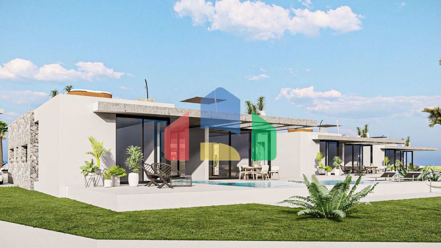 Роскошная вилла 3+1 (183 м2) с бассейном  в 100 метрах от пляжа