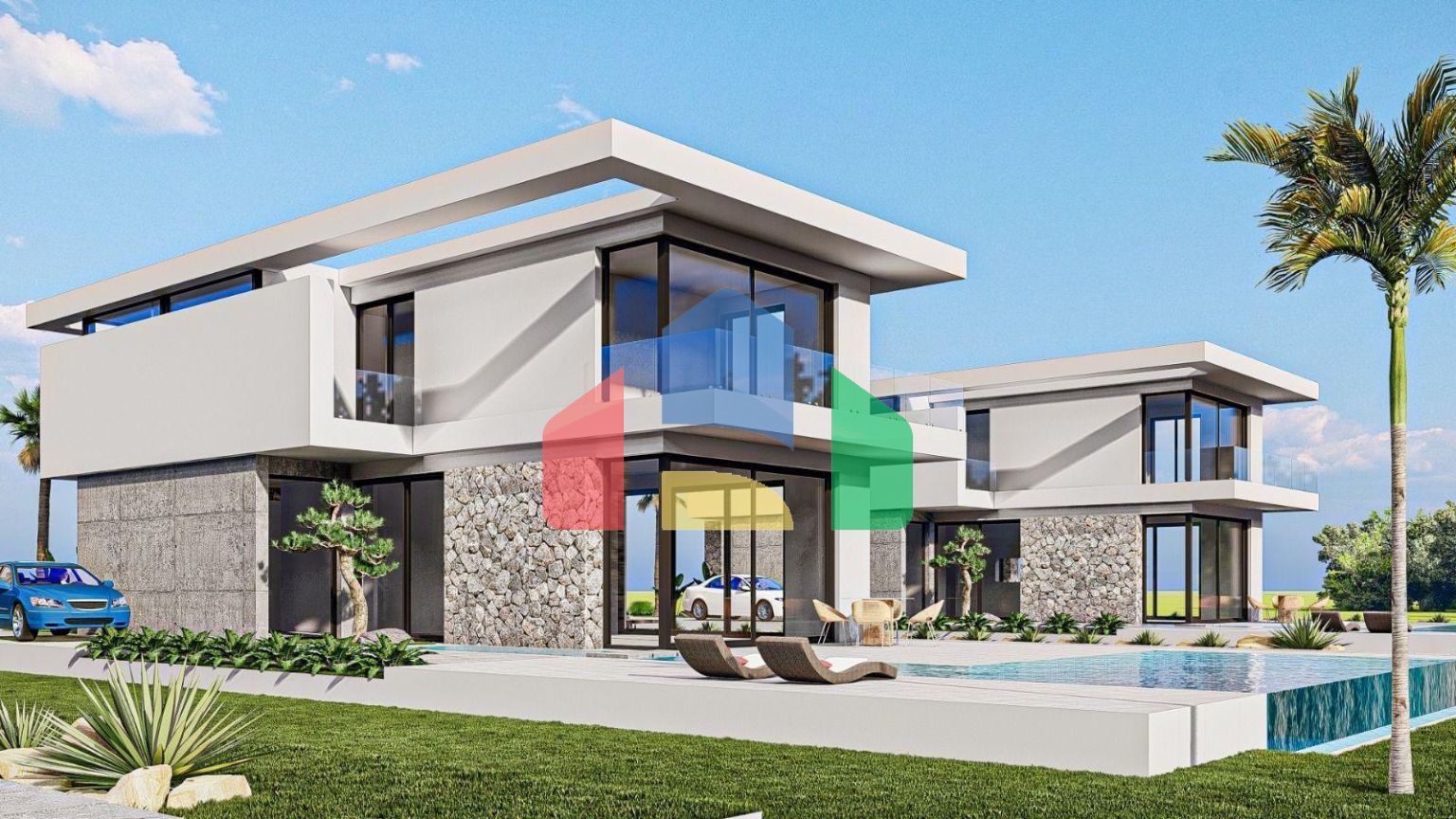 Роскошная вилла 4+1 (200м2) с бассейном  в 100 метрах от пляжа