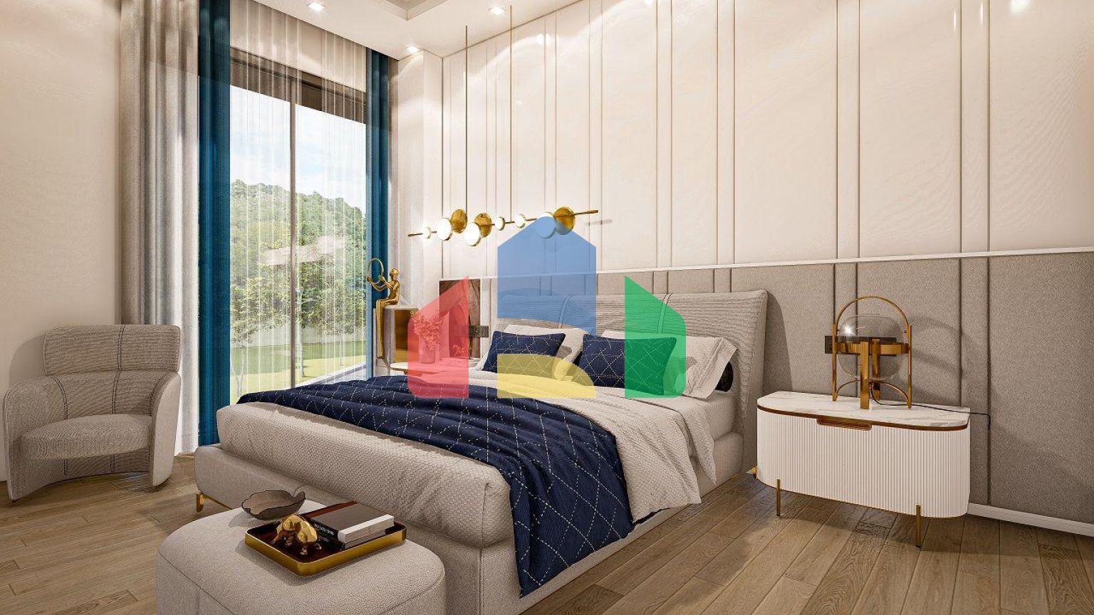 Вилла 3+1 (219 м2) с  собственным участком земли в 1 километре от моря