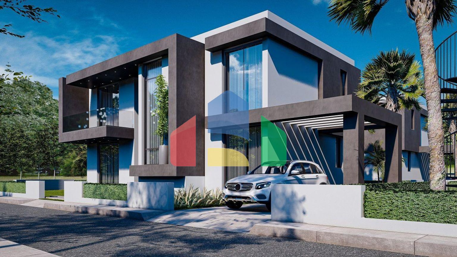 Вилла 4+1 (293 м2) с  собственным участком земли в 1 километре от моря