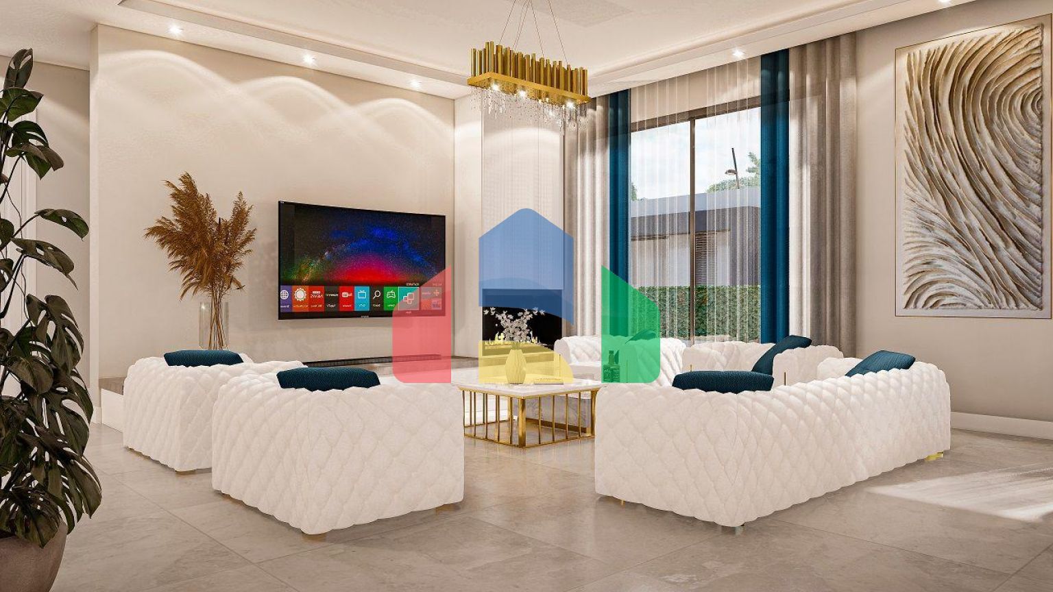 Вилла 4+1 (293 м2) с  собственным участком земли в 1 километре от моря